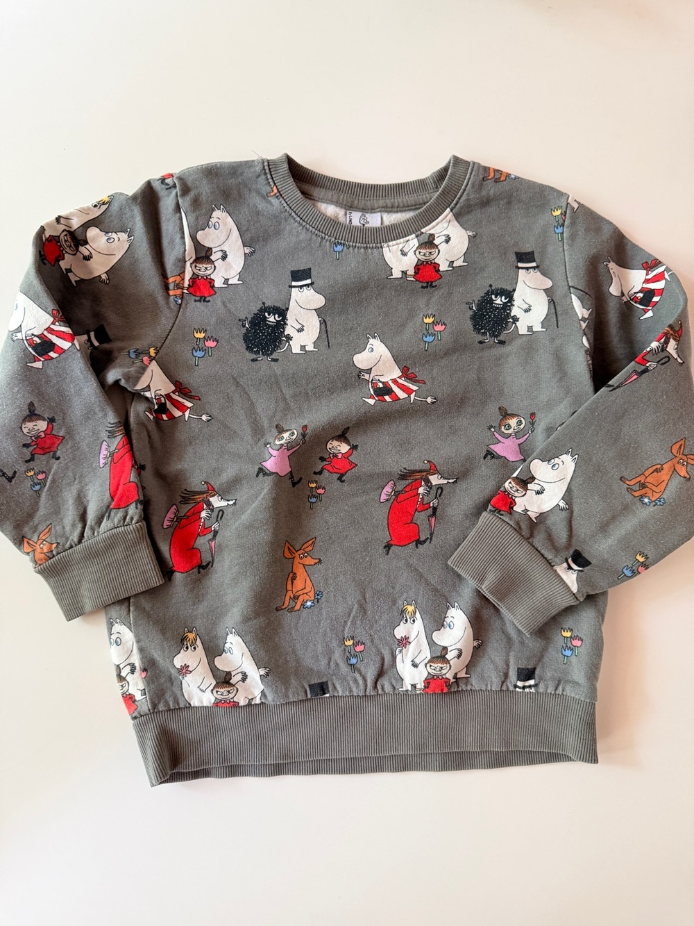 Gray Moomin Print Kids Sweatshirt